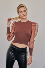 Valentina See Through Organza Sleeve Sweater Top