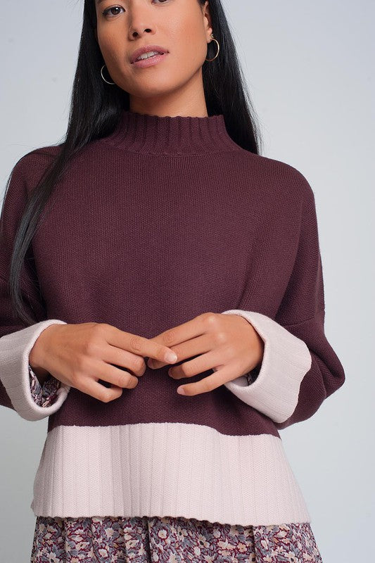 Camilla Maroon High Neck Knitted Sweater