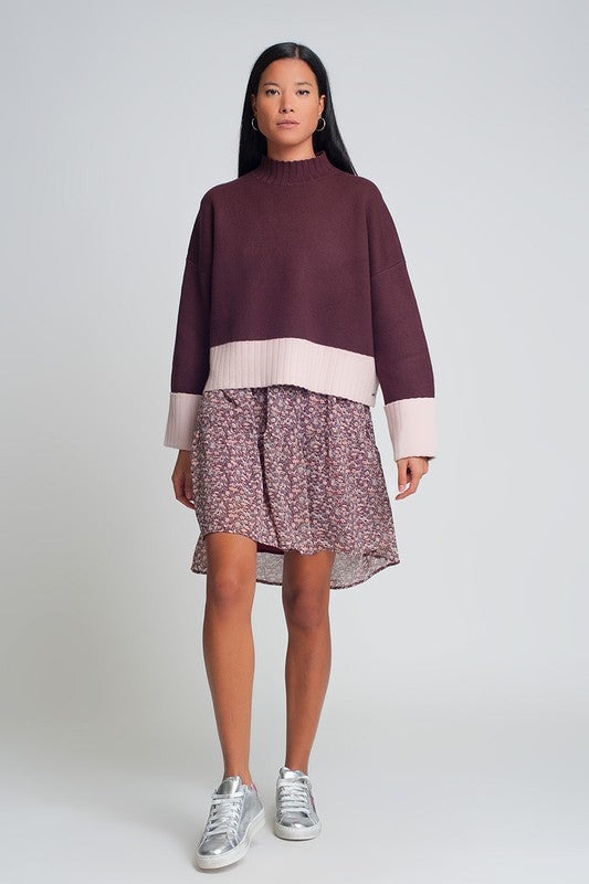 Camilla Maroon High Neck Knitted Sweater