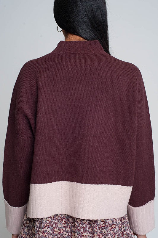 Camilla Maroon High Neck Knitted Sweater