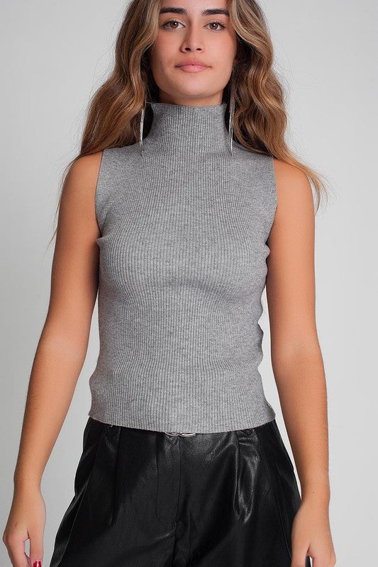 Nyla Ribbed Knit Sleeveless Sweater