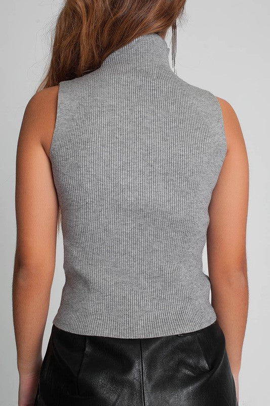 Nyla Ribbed Knit Sleeveless Sweater