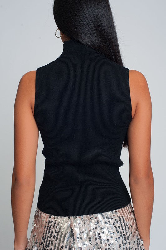 Audrey Ribbed Knit Sleeveless Sweater