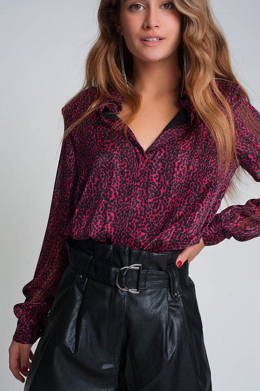 Harlow Fuchsia Leopard Print Blouse