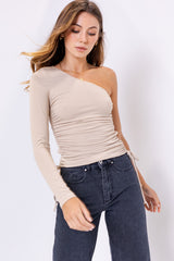 Bella Ribbed One Shoulder Top